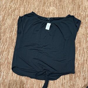 Ann Taylor Black Tie-Front Blouse